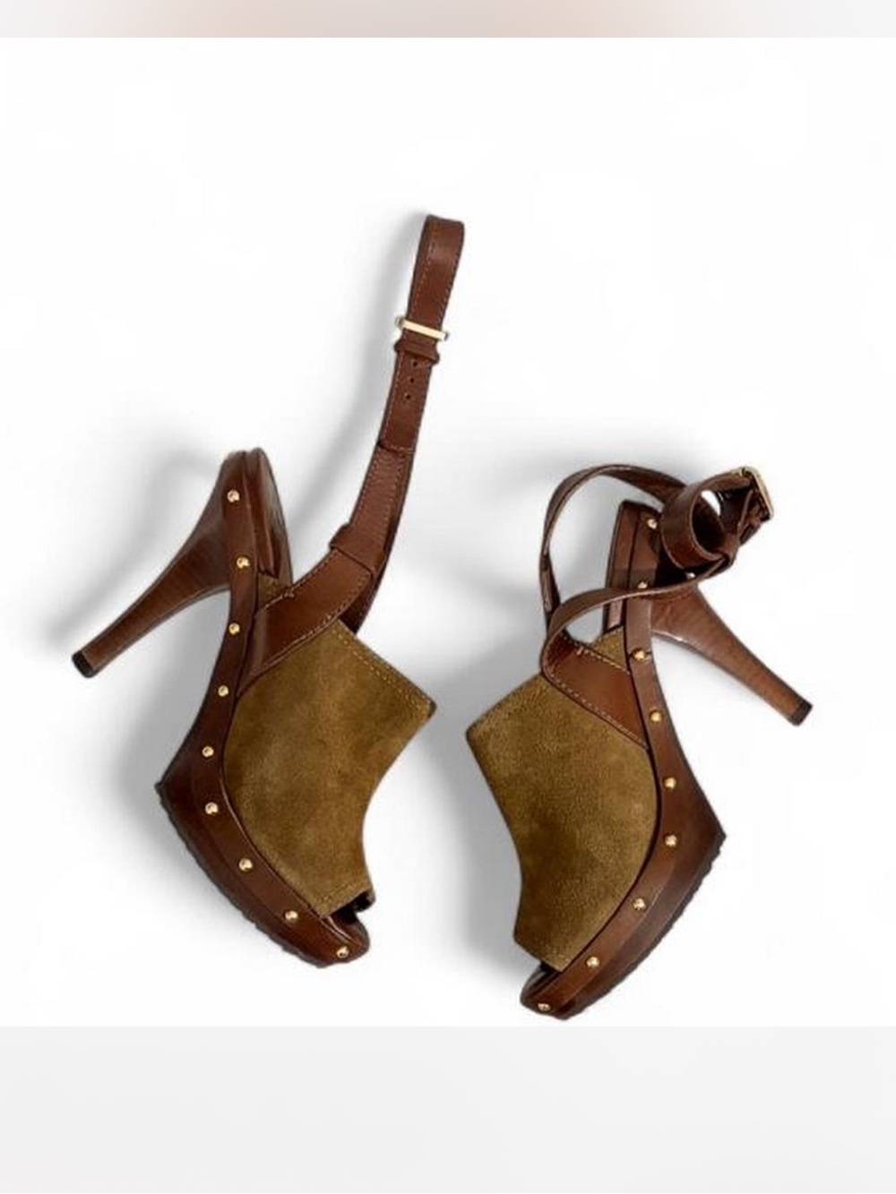 Women’s Brown Tory Burch Suede Open-Toe Clog Sandals